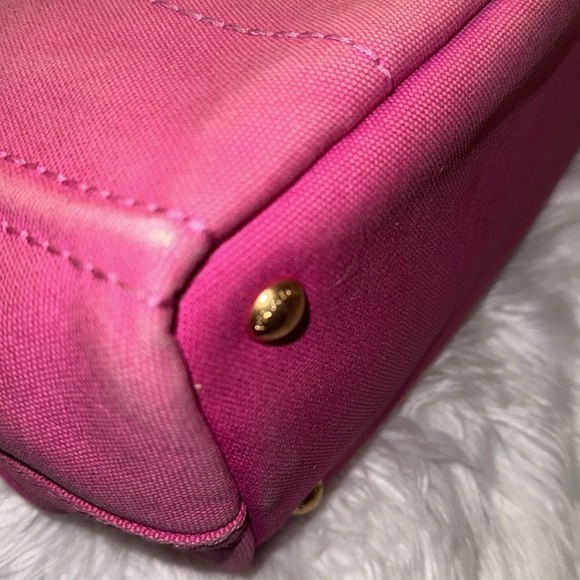 PRADA Canapa Shoulder Bag Hand Bag Canvas Pink Ladies From Japan GUC - Picture 10 of 12